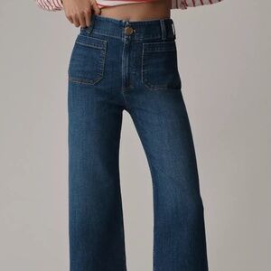 The Colette Denim High-Rise Cropped Wide-Leg Jeans by Maeve, size 24